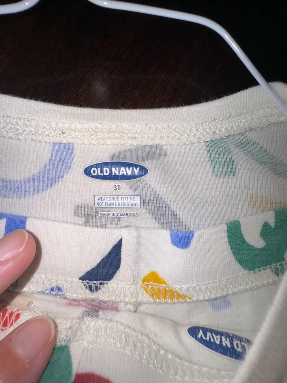 Old Navy Cream Kids Pajama Set with Multicolor Alphabet Print
